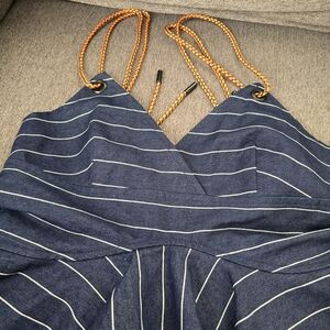Gracia Navy Blue Striped Top